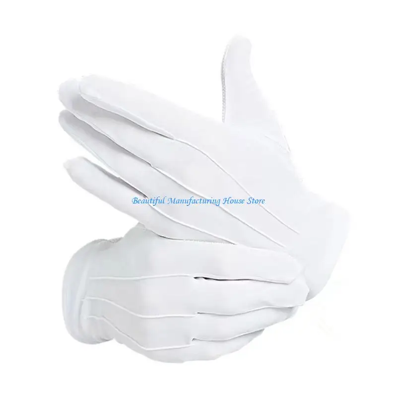 

E56A White Gloves with Nonslip Dotted Formal Tuxedo Gloves Etiquette Gloves for Marchings Band And Parades Guard Everyday Use