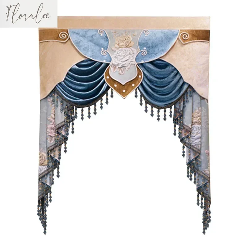High-end Luxury Customizable Elegant European Style Window Curtains Valance for Living Dining Room Bedroom Villa Study Home