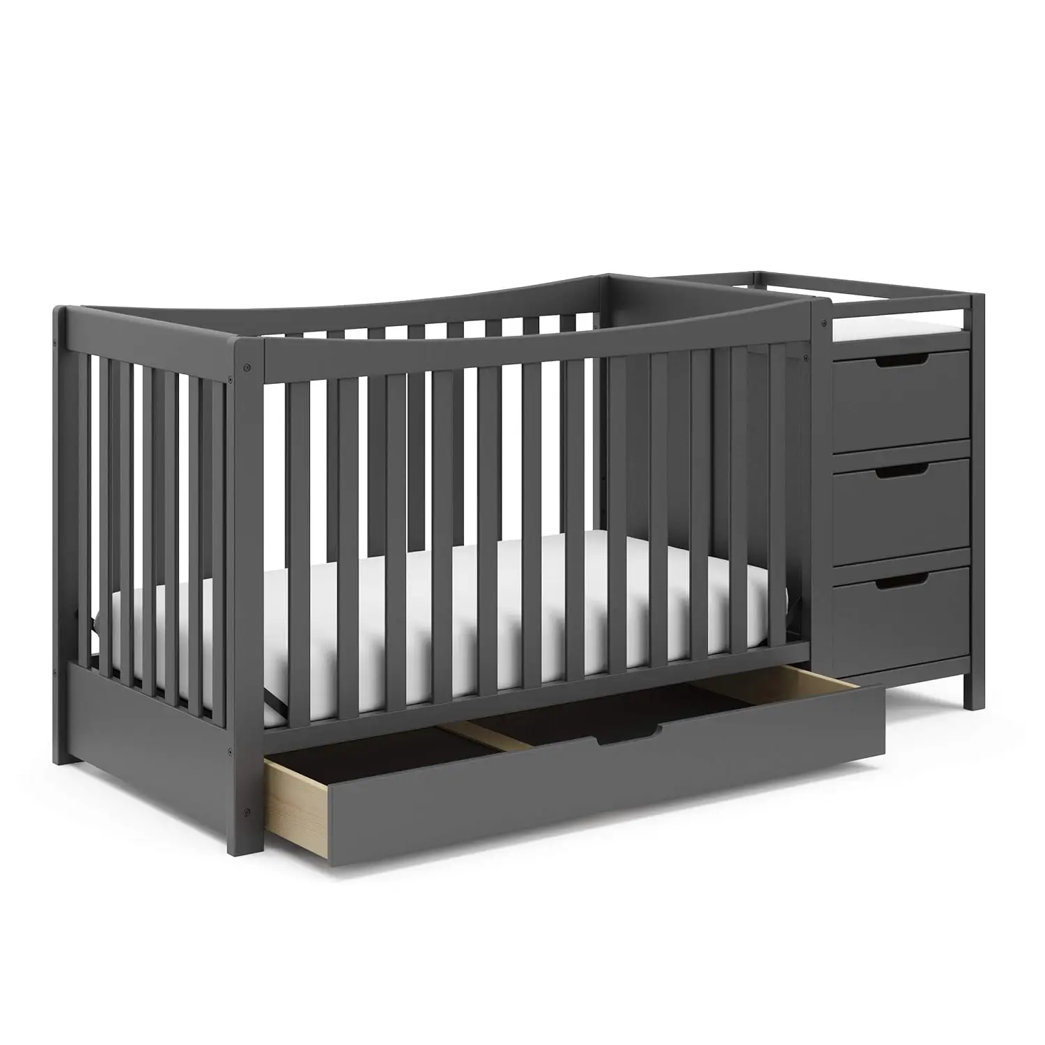 

Graco Remi 4-in-1 Convertible Crib & Changer with Drawer (Gray) – GREENGUARD Gold Certified, Crib and Changing -Table Combo