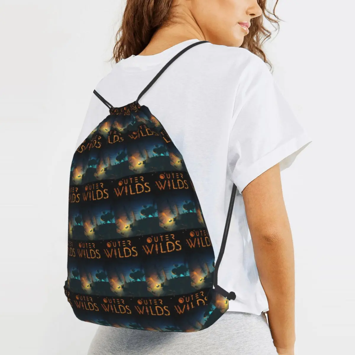 Outer Wilds Backpacks Fashion Drawstring Bags Sundries Bag Book Bags for Travel Students