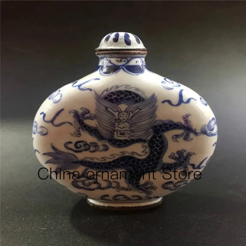 

China Old Beijing Used Old Snuff Bottle Cloisonne Dragon Snuff Bottle