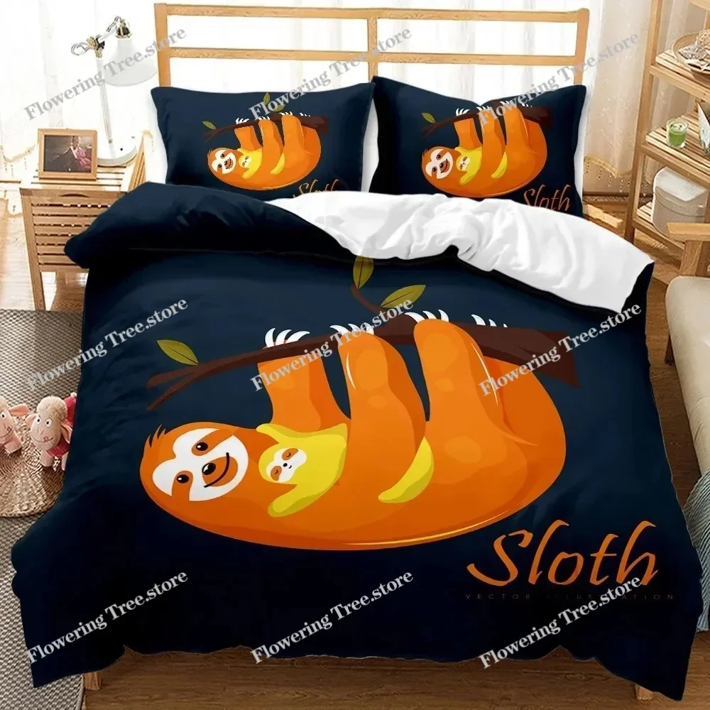 Sloth Duvet Cover Set Cartoon Space Sloth Bedding Set Sloth Animal Comforter Cover Double Queen King Size Polyester Quilt Cover