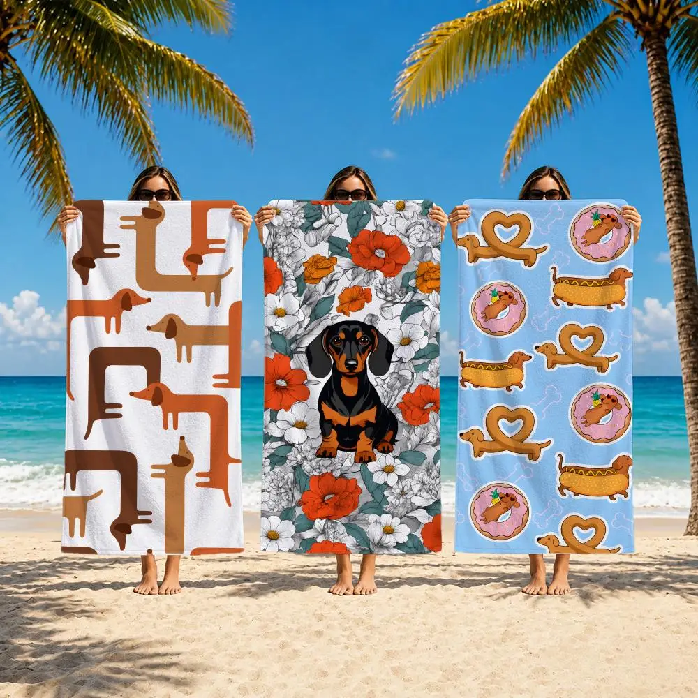 Art Cute Sausage Dog Dachshund Towel Towel Soft Pool Gift For Travel Gym Shower Camping Quick Dry Sports Large Beach Towels