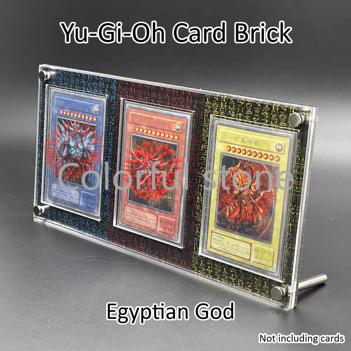 Yu GI Oh Anime Character Card Brick Egyptian God Obelisk the Tormentor Ancient Egyptian Script Background Acrylic Display NoCard
