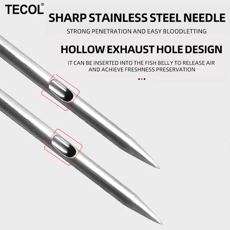 TECOL 14.8CM Venting Pick Tool Stainless Steel Hollow Needle Awl of Releasing Gas Sea Fishing Icebreaker Tool