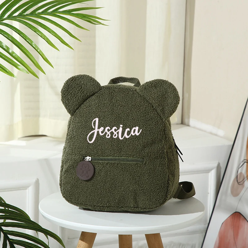 Mochila de oso bordada personalizada/en blanco para niños, regalo de cumpleaños, mochila para guardería, regalo para niños con etiqueta de nombre