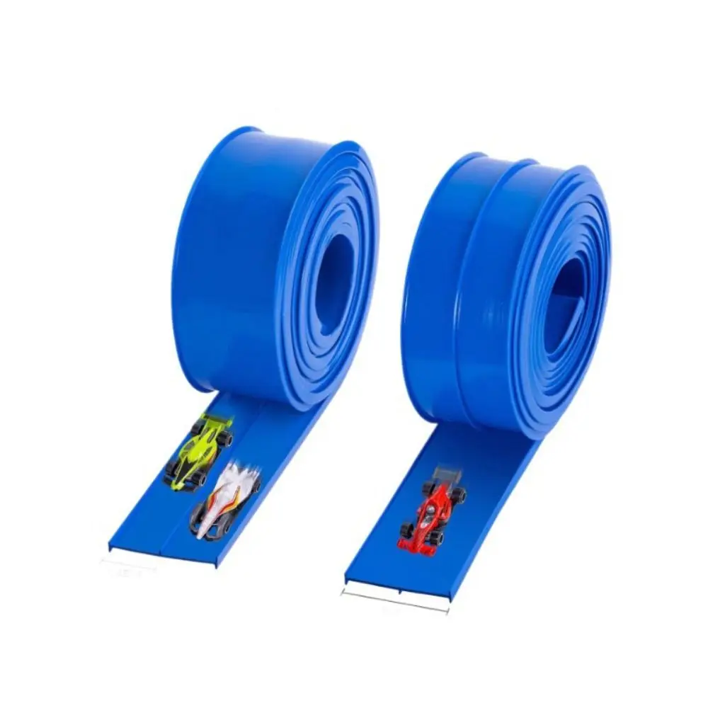 لعبة مسار سباق مرنة قابلة للانحناء مع أكواب شفط لعبة سيارة مسار السباق باللون الأزرق المحمولة #4