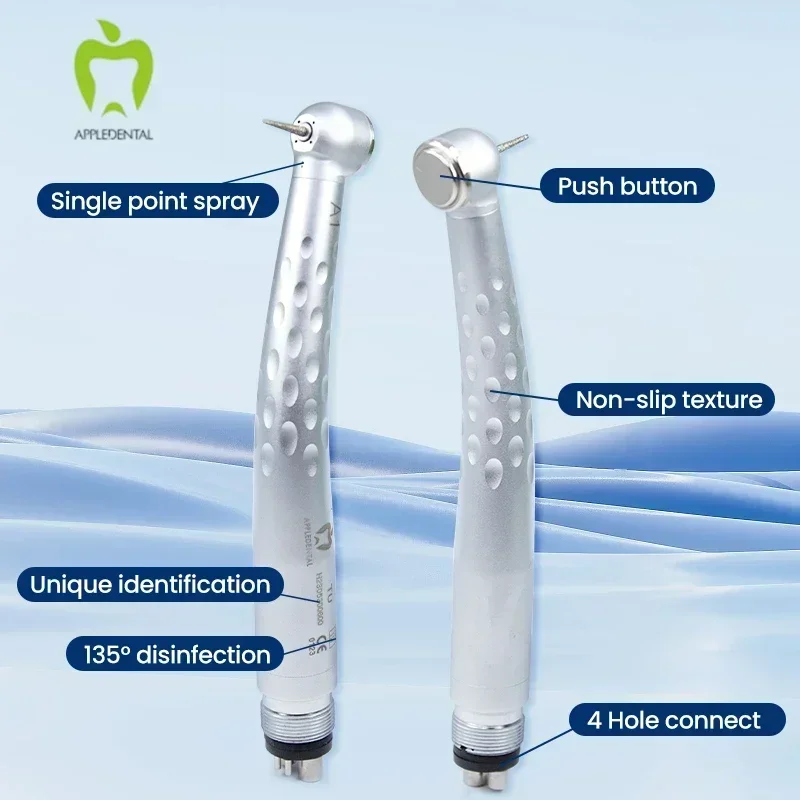 

APPLEDENTAL A1 SU Turbine Dental Handpiece Featuring Hercules Single-point Water, Large Push Button, and German Ceramic Bearings