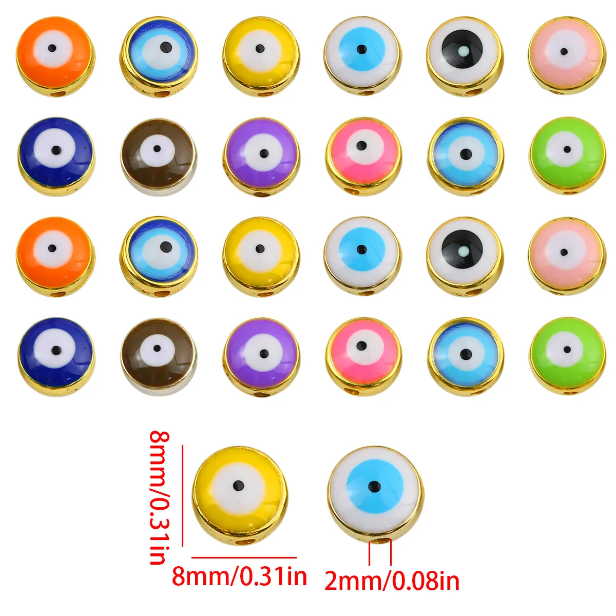 8mm 5/10/20Pcs Color Mixing The Eye of The Demon Plastic Beads for Jewelry Making Bracelet Necklace Keychain DIY Accessories