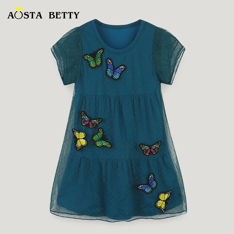 

European and American Style Girls Gauze Dress Wholesale New Summer Children Lace Embroidery Children's