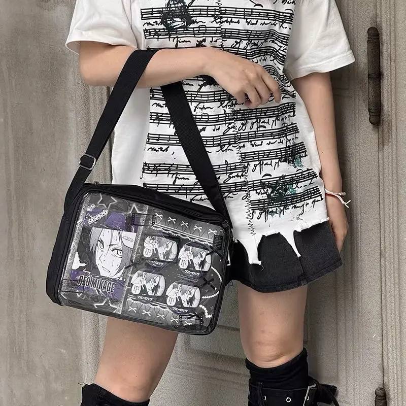 

HAEX Harajuku Women Shoulder Bags Aesthetic Y2K Badge Crossbody Ita Bag Female Subculture Large Capacity Commute Bolso Mujer