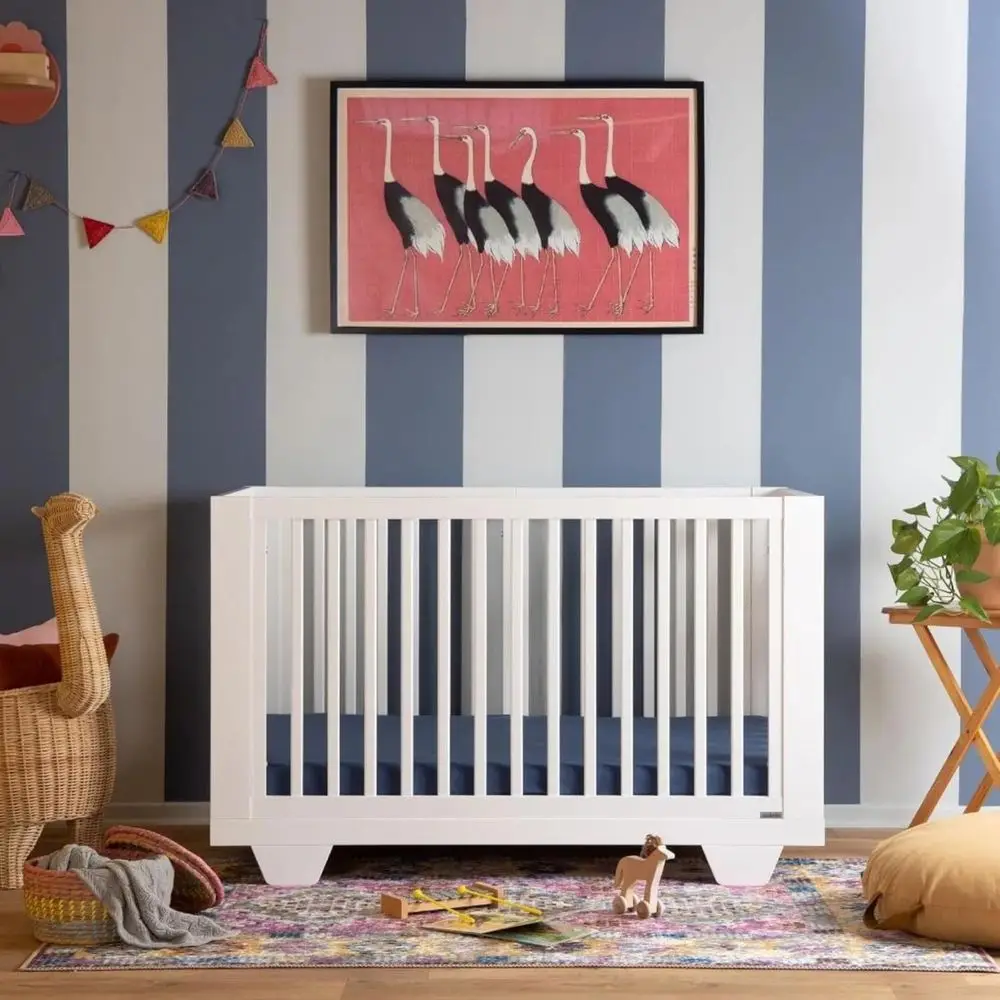 

8-in-1 Convertible Crib, Toddler Bed & Floor Bed, Italian Crafted, Greenguard Gold Certified, Adjustable Mattress Heights, White