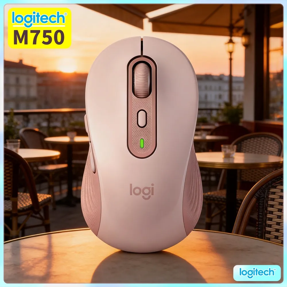 Ergonomic M750 Silent Mouse - 4000 DPI Precision, Custom Buttons, Recycled Plastic, 20-Month Battery, Travel Friendly
