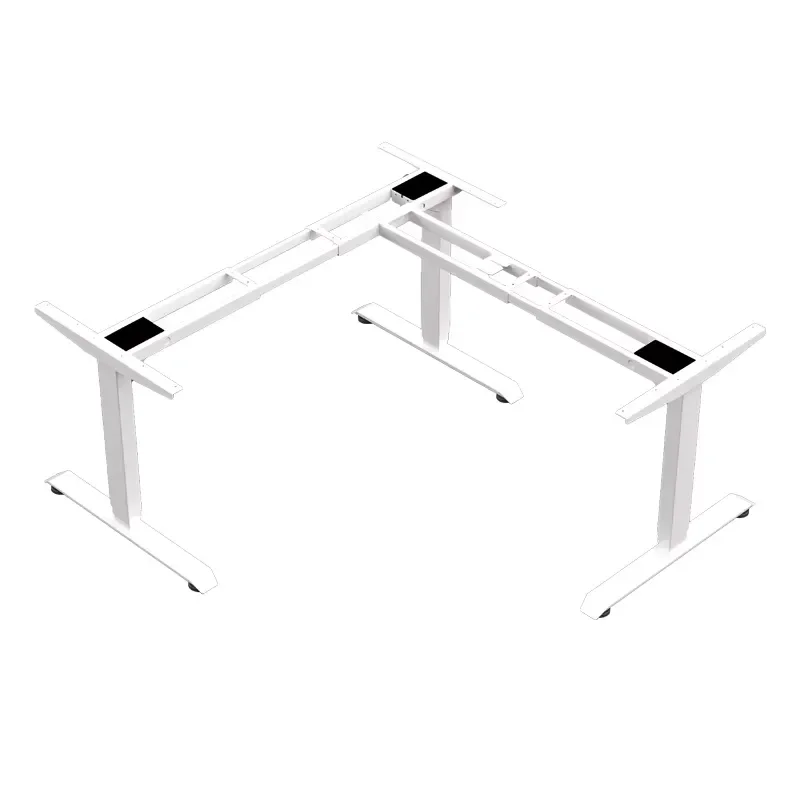 L Shape Corner Desk Metal New Smart High Tech Electric Ergonomic Sit Stand Computer Desk Three Motor Height Adjustable