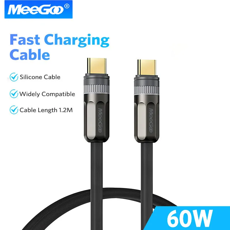 

MeeGoo PD60W Type C to Type C Cable Fast Charge Mobile Cell Phone Charging Cord Wire For Xiaomi Samsung Huawei Macbook PC Table