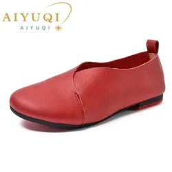 AIYUQI Women's Shoes Genuine Leather 2024 New Flat Comfortable Large Size 43 Ladies Shoes 7 Color Non-slip Mother Shoes