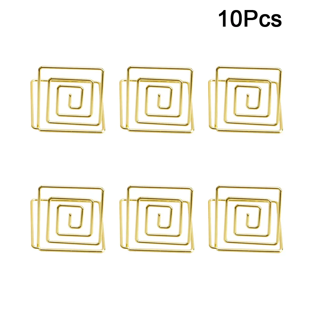 10Pcs Name Card Clips Square Metal Memo Holder Photo Clips Note Stands for Wedding Party Table Menu Note Clip Holder