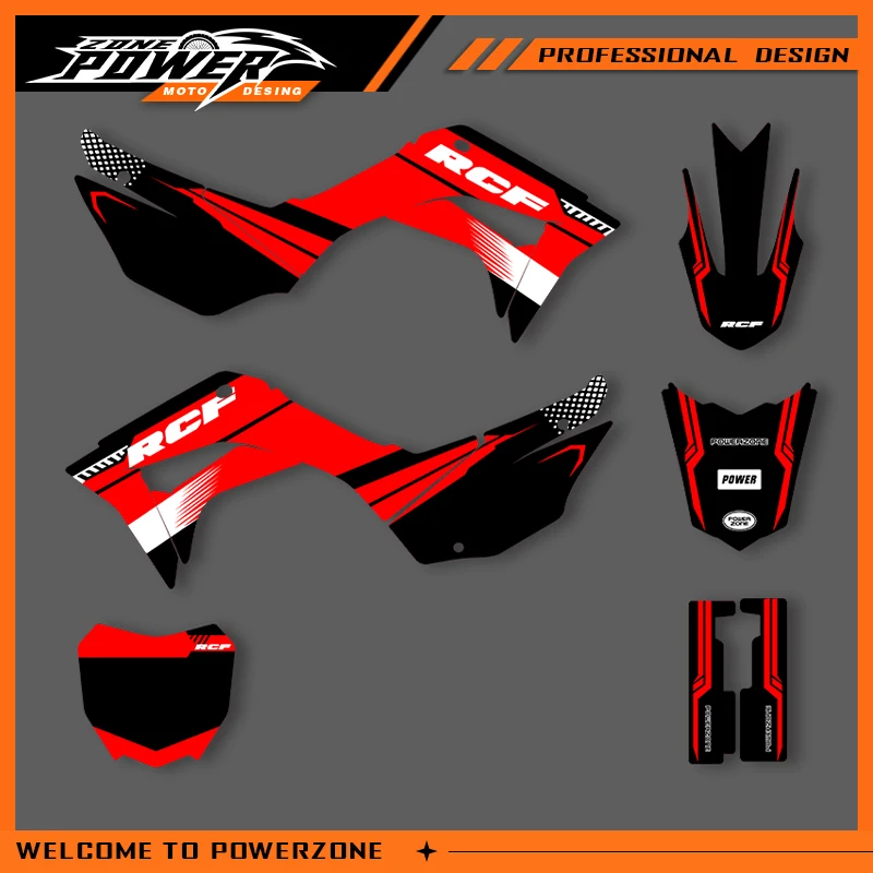

POWERZONE мотокросс команда графический фон наклейки наборы наклеек для HONDA CRF110F 2019 2020 2021 110F индивидуальный номер 01