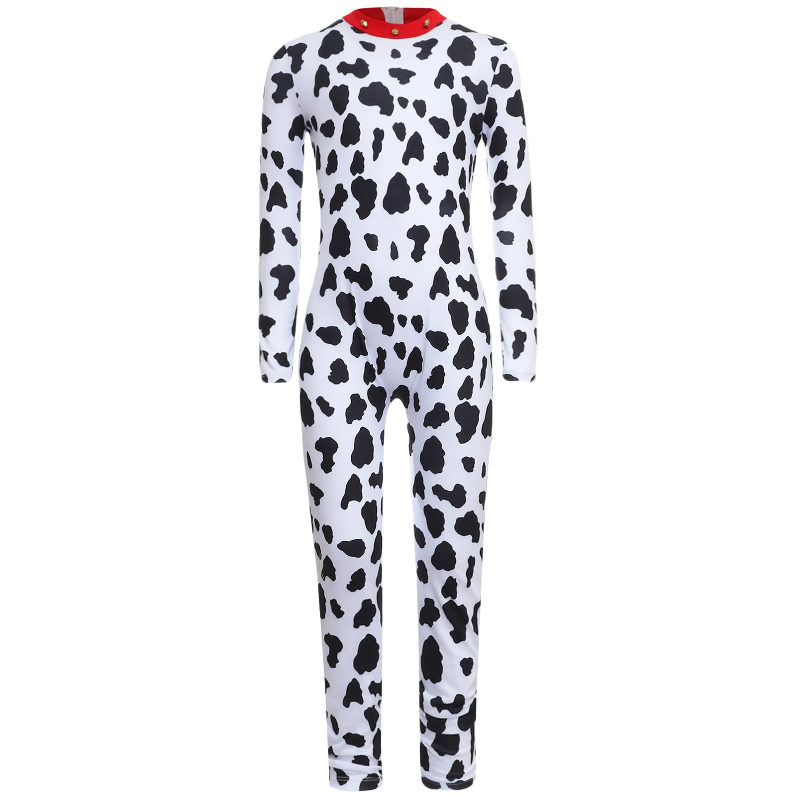 Kids Unisex Dalmatian Animal Cosplay Costume Bodysuit Long Sleeve 3D Tail Puppy Jumpsuit Cute Animal Costume Halloween Outfits