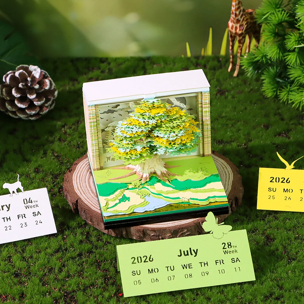 Calendario da tavolo con luci a strappo, adesivi per intaglio, palo fai da te per l'arredamento del desktop