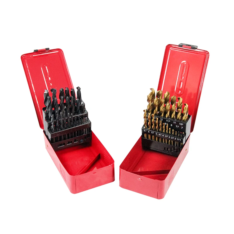 

High Speed Steel Twist Bits For 1-13mm Lathe Accessories Titanium Plated Bits 25 Pieces Set Stainless Steel