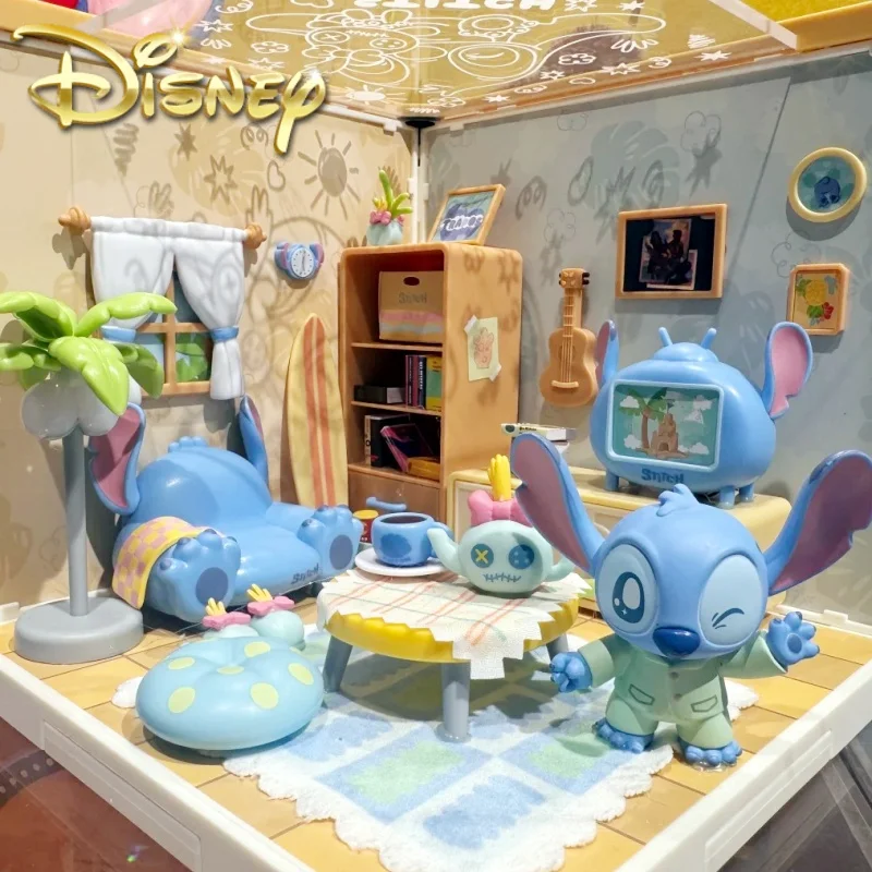 

Подлинная декоративная фигурка Disney Stitch с расслабляющими моментами, серия «сделай сам», сборка дома, аниме, периферийные забавные подарки на день рождения, игрушка