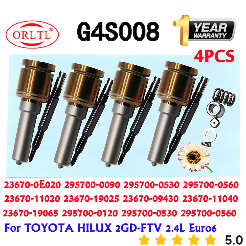 

4PCS G4S009 G4S008 Diesel Piezo Injector Nozzle 23670-0E010 23670-0E020 Common Rail Diesel Injection For TOYOTA HILUX 1GD 2GD