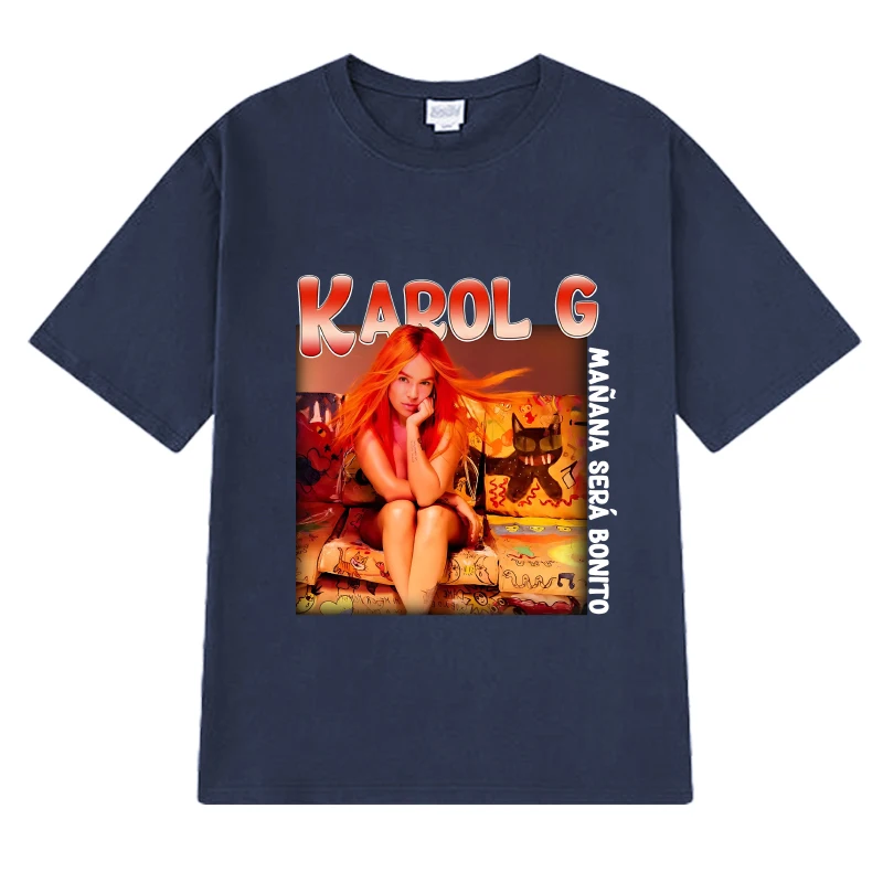 T-shirt graphique Karol G Album pour hommes et femmes, manches courtes, vintage, respirant, unisexe, 2024 coton, 100%