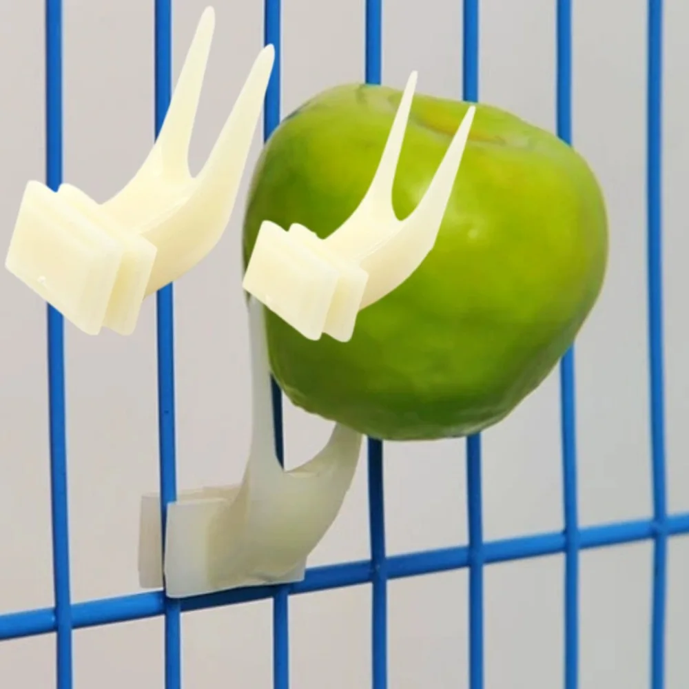 5pcs Durable Plastic Bird Cage Fruit Forks Parrot Feeding Accessories Snack Holder Bird Utensils Multi-functional Pet Supplies