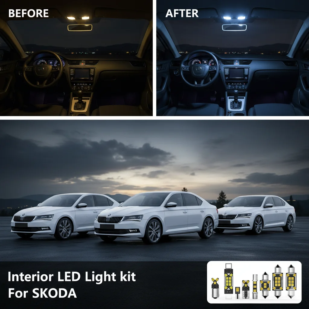 For SKODA Rapid Fabia Octavia Superb Yeti Kodiaq Karoq Sedan SUV Estate Combi Estate Car Interior Light LED Kit White Canbus