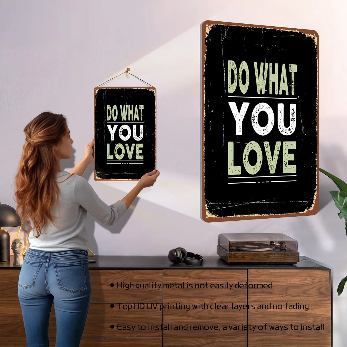 افعل ما تحب اقتباس ملصق معدني لتزيين غرفة الألعاب علامات قصدير معدنية قابلة للتخصيص لتزيين الجدران عناصر ديكور المنزل #2