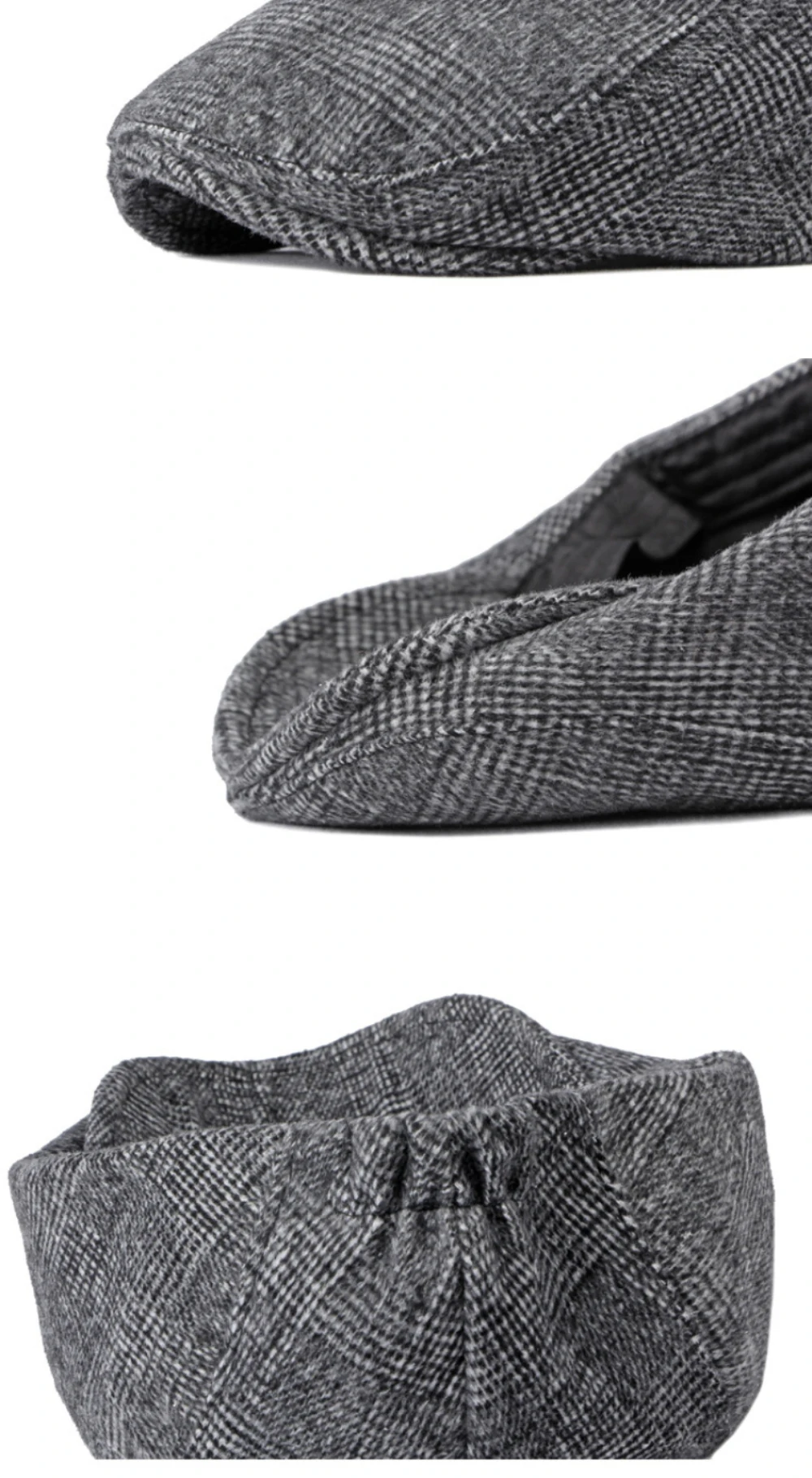 HT4143 Herren- und Damen-Baskenmütze, Retro-Karo-Künstlermütze, flache Ivy-Mütze für Herren und Damen, für Frühling, Herbst und Winter. – Detail 11