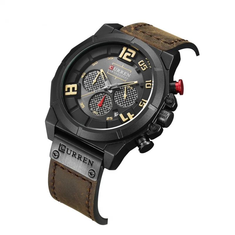 Curren 8287 مقاوم للماء كوارتز التقويم الرجال حزام ساعة عادية