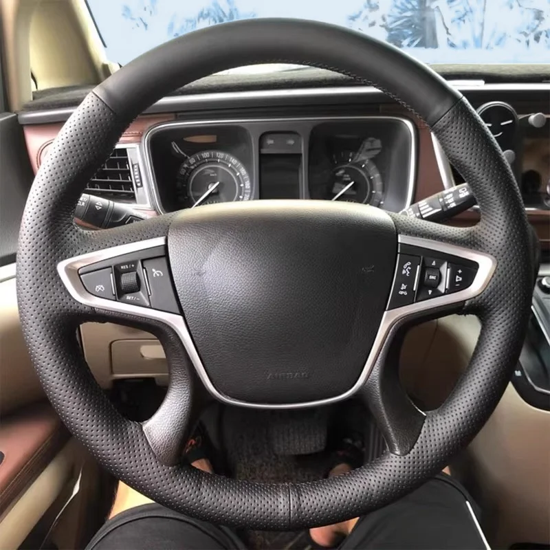 

Car Steering Wheel Cover Faux Leather Breathable Black For Buick GL8 25S 28T 13-18 Steering Wheel Braiding Cover Accessories