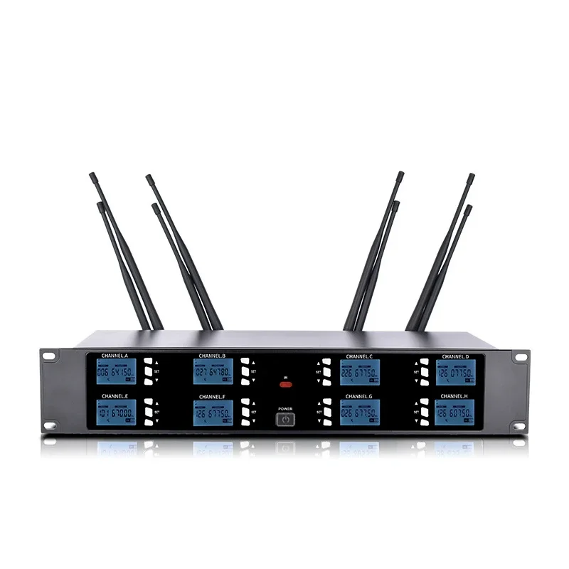 XTUGA 8채널 휴대용 UHF 라발리에 마이크 시스템 교회 예배용 전문 무선 마이크