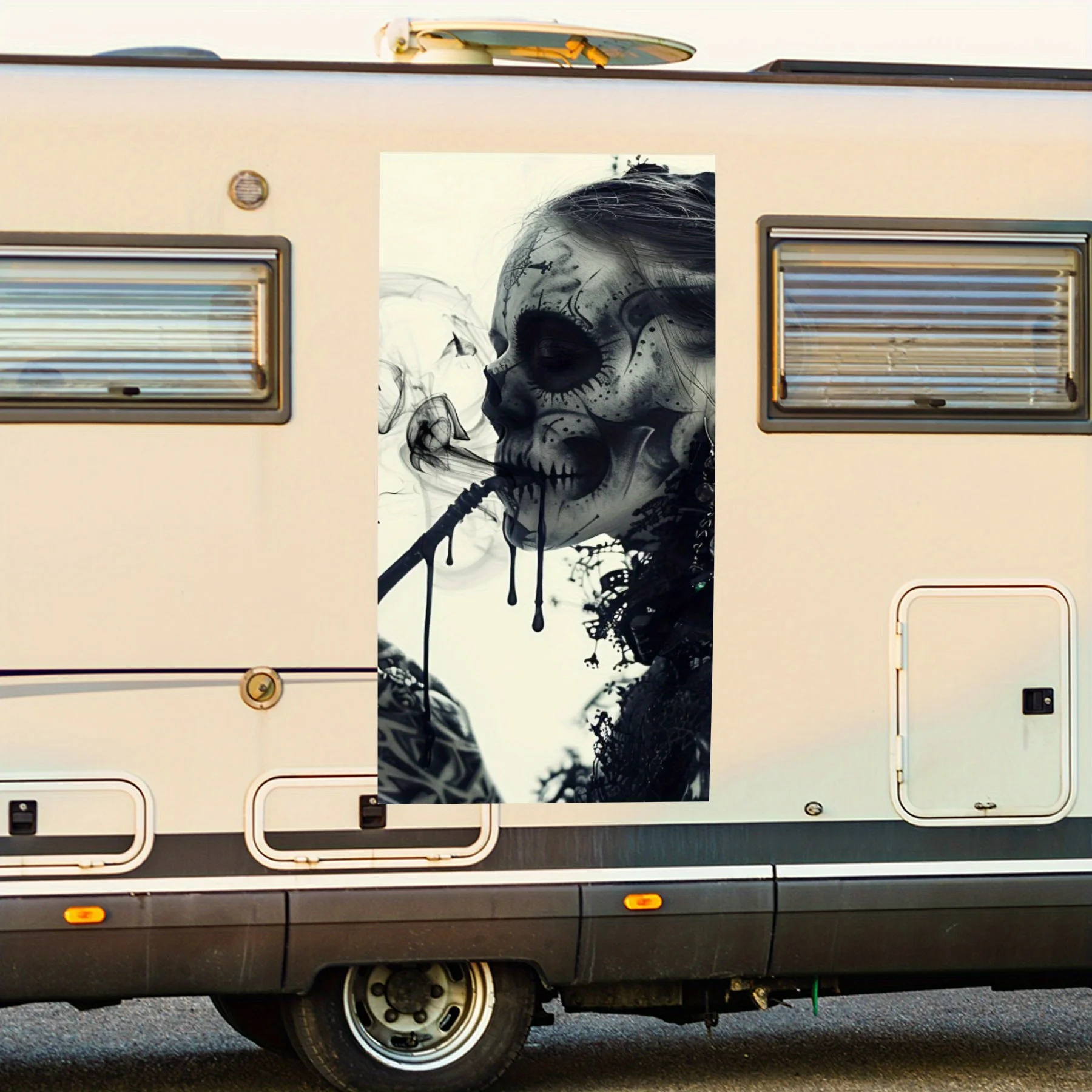 

Темная татуированная женская виниловая наклейка с черепом для двери автомобиля на колесах, водонепроницаемые самоклеящиеся виниловые наклейки, декоративная защита автомобиля