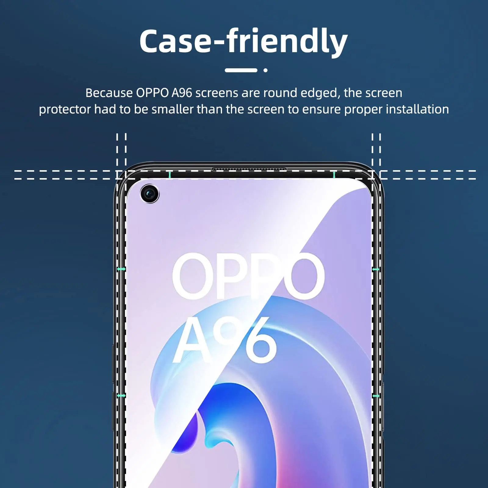 Ochraniacz ekranu do OPPO A96, szkło hartowane HD 9H wysoki aluminiowy kryształ przezroczysty przezroczysty futerał odporny na zarysowania