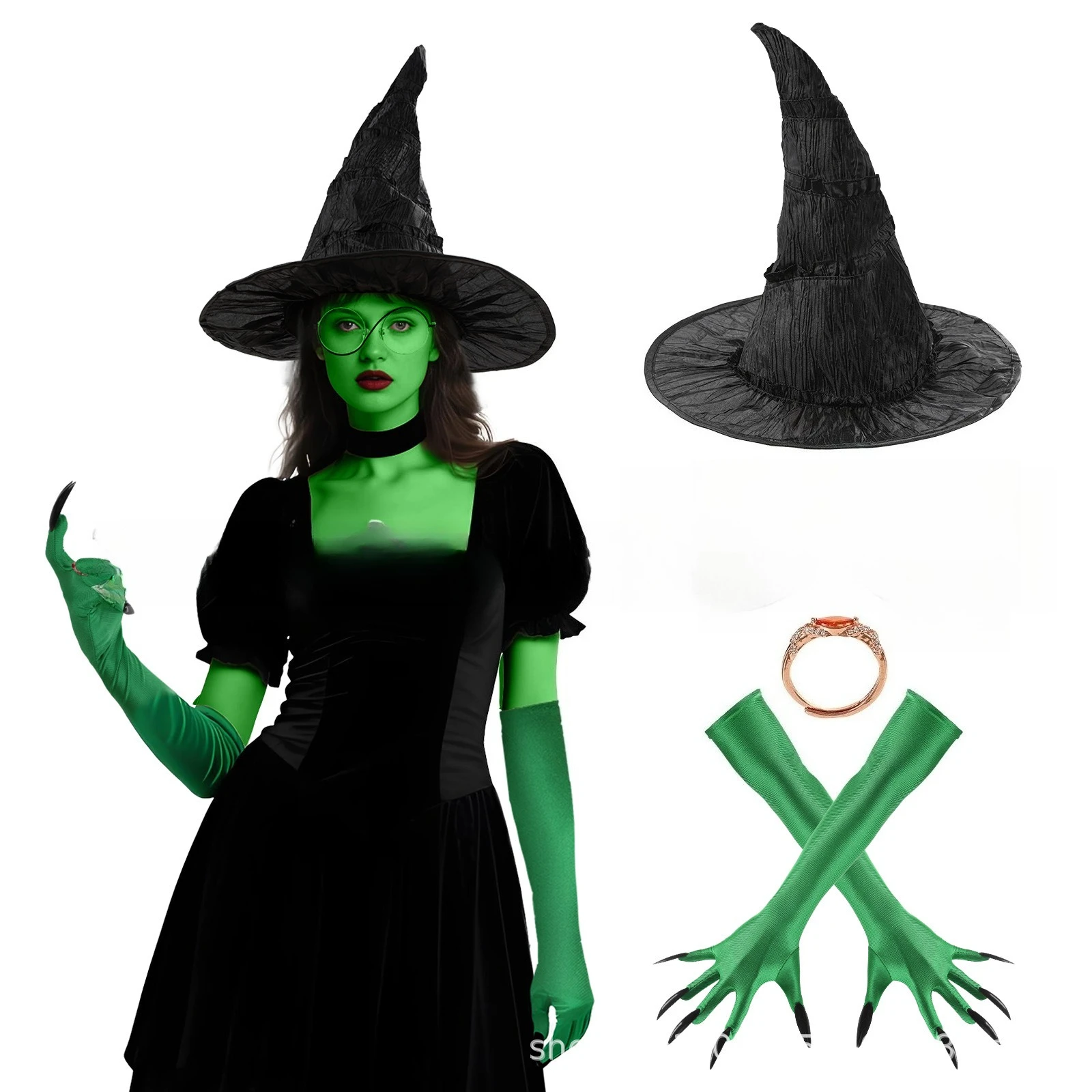 قبعة ساحرة للهالوين بدلة معالج Elphaba للحفلات التنكرية وحفلات المهرجانات