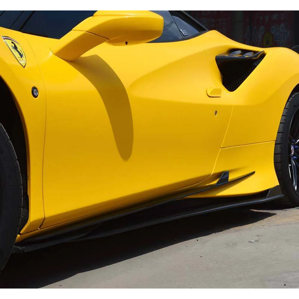 For Ferrari F8 Real Dry Carbon Fiber Side Skirts Body Kits Trim Side Spoilers Skirt Edge Surrounds Car Accessories