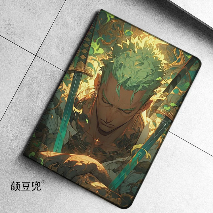 Roronoa Zoro Anime GREEN For Samsung Galaxy Tab A7 Lite 8.7 2021 Case S9 Plus Tri-fold stand Cover Galaxy Tab S6Lite Tab S8 S7