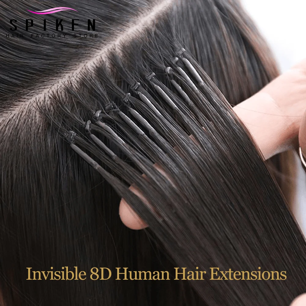

Natural Black Micro Beads 8D Human Hair "12-20" Straight Invisible Micro Loop Ring Hair Extensions 50pcs/30g/pack Light Weight