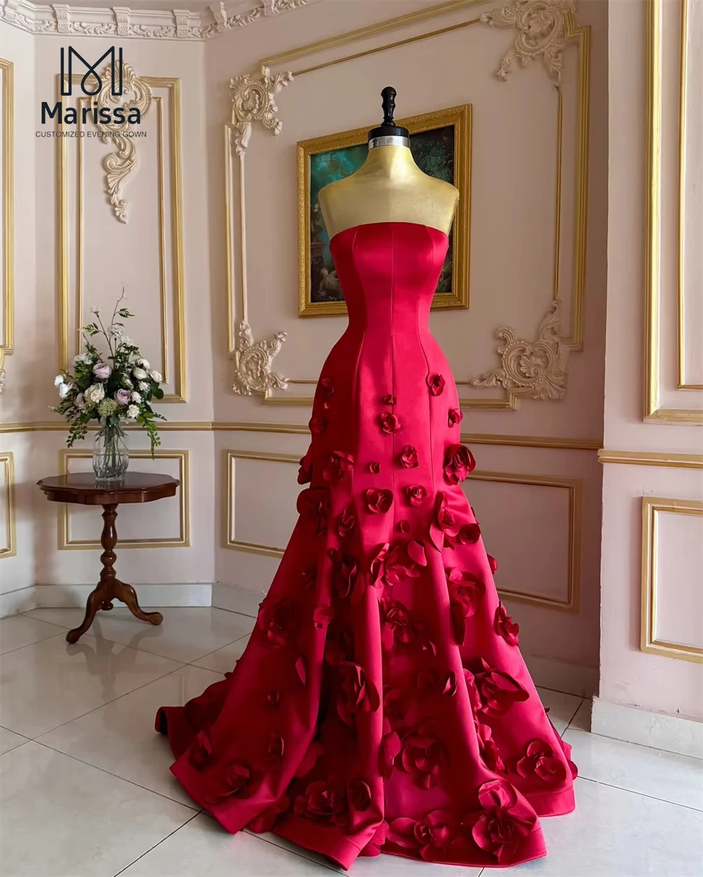 

Marissa Custom Made Ball Gowns Line A Wedding Dress 3D Flowers Women's Elegant Dresses for Special Occasions Evening Dress 2025