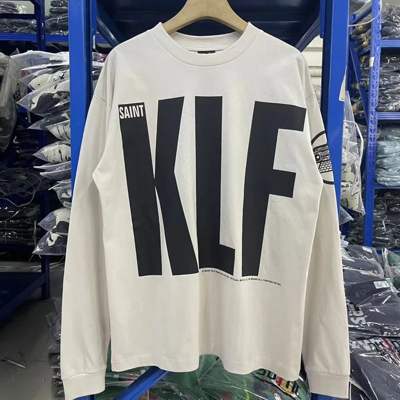 

Футболка с длинным рукавом и принтом Washed Do Old Saint KLF для мужчин и женщин, высококачественная свободная футболка с круглым вырезом, футболки
