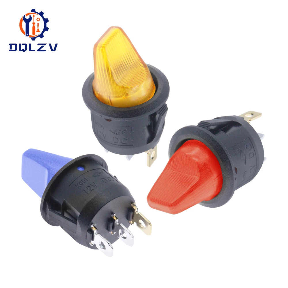 Rocker Switch 12V LED Illuminated Lamp Specail Round Rocker/Toggle Switch 3Pin 2Position Multi-function Power Accessory