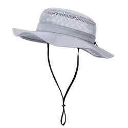 JANGOUL Men Outdoor Mesh Sun Hat Wide Brim Sun Protection Hat Fishing Hiking Hat