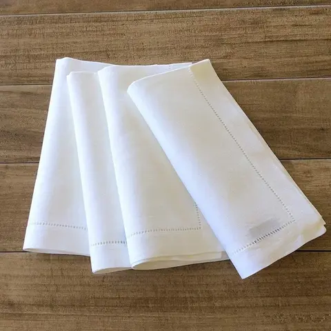 헴스티치 칵테일 냅킨, 화이트 냅킨, 파티 웨딩 테이블 천, 린넨 냅킨, 원단 코튼 디너 냅킨, 6 개