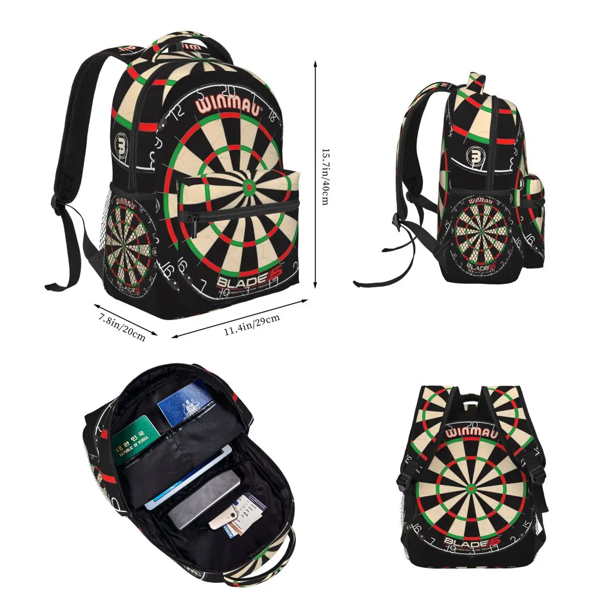 Winmau Blade 5 Dartboard Backpacks Boys Girls Bookbag Children School Bags Cartoon Rucksack Lunch Bag Pen Bag Three-Piece Set