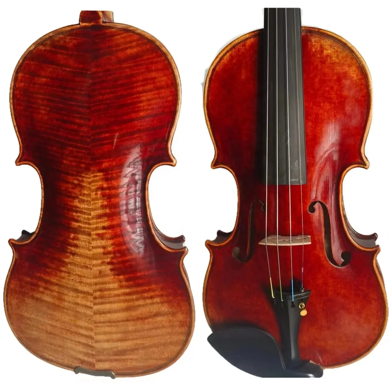 

4/4 Handmade Violin Flamed Grain Solid Spruce Top Maple Back Stradivari Model Instruments Strings Made by Experienced Luthier