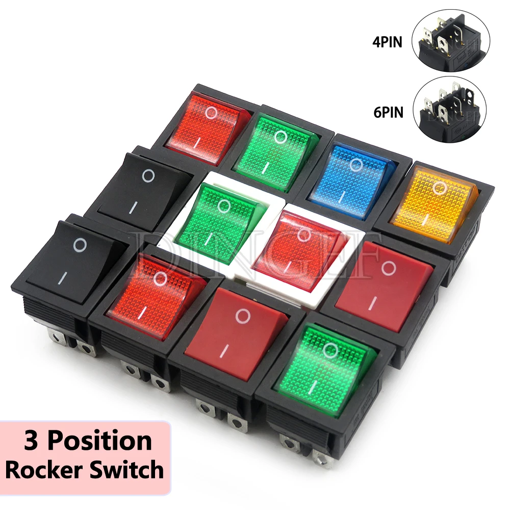 1PCS/lot 4PIN 6PIN Power Switch 3 Position KCD4 Rocker Switch ON-OFF 2 Position 16A 250VAC / 20A 125VAC Ship type switch