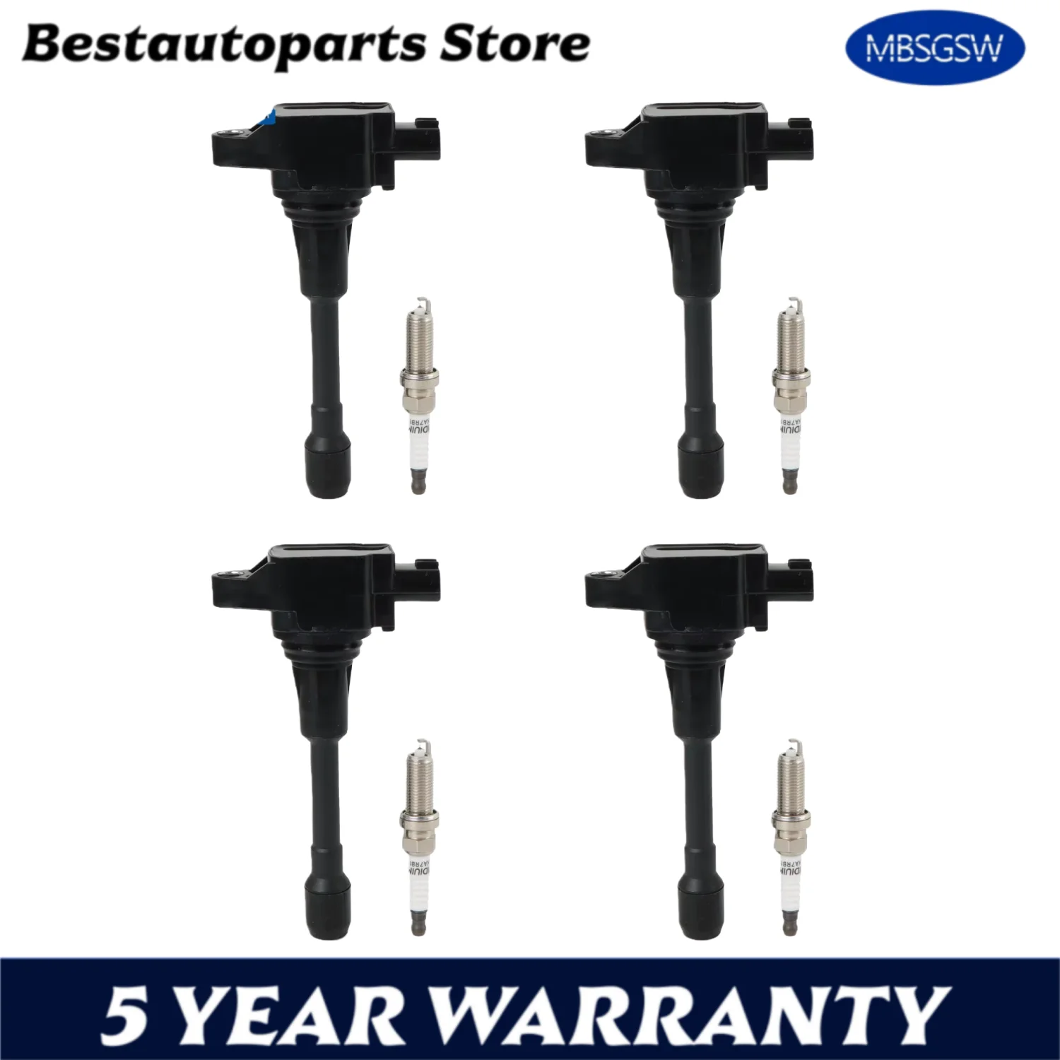 

4PCS Ignition Coils Iridium Spark Plugs UF557 GN10346 5C1644 E1057 521881 4606824AB 4606824AC For Dodge Journey Jeep Compass